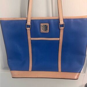 VTG Dooney & Bourke Bone Pebbled Blue Leather Cynthia Tote Shoulder Bag